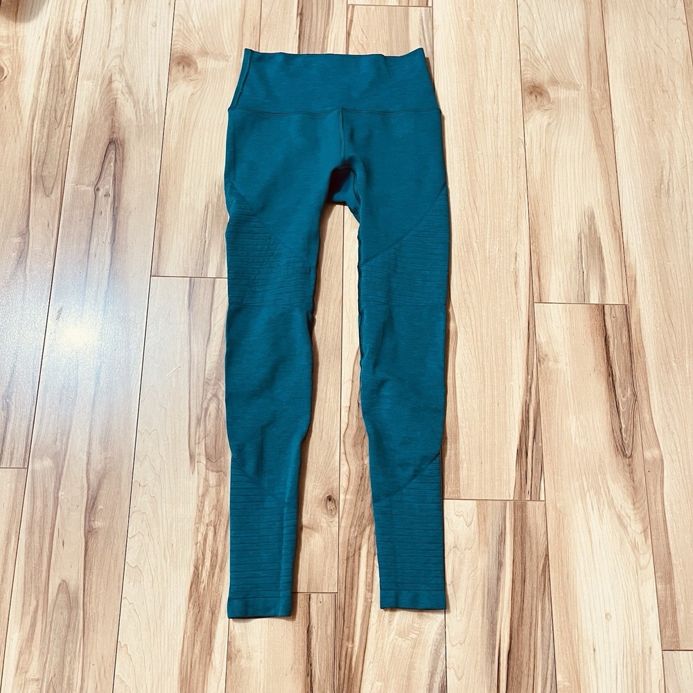 Alphalete Women's Teal Mid Rise Contour Ankle Leggings Size S Gym Training Logo